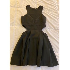 Three Floor Black Cutout Dress